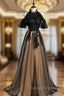 Black Tulle High Neck Beading Backless Prom Dresses
