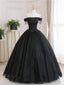 Black Tulle Lace Long Formal Prom Dress, Black Tulle Lace Prom Dress