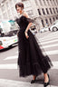 Black Tulle Lace Tea Length Prom Dresses Lace Tulle Prom Dresses