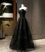 Black Tulle Long A-Line Prom Dresses Black Prom Dresses