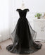 Black Tulle Long Prom Dress, Black Prom Dresses