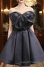 Black Tulle Satin Short Prom Dress, Black Homecoming Dress
