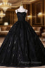 Black Tulle Sequins Straps Quinceanera Dress