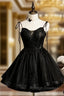 Black Tulle Spaghetti Straps Homecoming Dress