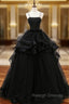 Black Tulle Spaghetti Straps Prom Dress