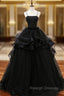 Black Tulle Spaghetti Straps Prom Dresses
