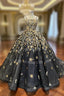 Black Tulle Spaghetti Straps Sequins Prom Dresses