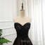 Black Tulle Sweetheart A Line Formal Dress with Lace, Black Long Prom Dress
