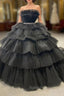 Black Tulle Sweetheart Beading Prom Dress