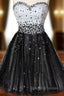 Black Tulle Sweetheart Beading Short Homecoming Dress