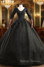 Black Tulle V-neck Short Sleeve Beading Quinceanera Dress