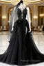 Black V Neck Backless Lace Prom Dress Open Back Black Lace Prom Graduation Dress
