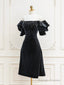 Black Velvet Beads Short Prom Dresses Black Prom Dresses