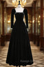 Black Velvet Long Sleeve Backless Crystal Prom Dress