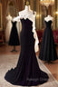 Black Velvet Mermaid One Straps Prom Dress