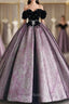 Black Velvet Short Sleeve Ball Gowns Prom Dress