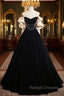 Black Velvet Strapless Prom Dress