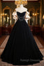 Black Velvet Strapless Prom Dress