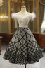 Black White Ball Gowns Lace Sequins Tea Length Prom Dress