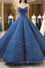 Blue Ball Gowns Sweetheart Sequins Wedding Dress With Beading