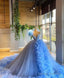Blue Ball Gowns Tulle Wedding Dresses Prom Dress