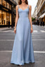 Blue Chiffon A-Line Long Bridesmaid Dresses