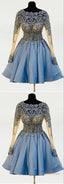 Blue Homecoming Dress With Sleeves