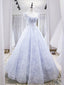 Blue Lace Floral Long Prom Dress Blue Lace Flower Long Prom Graduation Dress