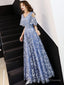 Blue Lace Long Prom Dress Blue Prom Dresses