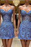 Blue Lace Short Prom Dresses Blue Homecoming Dresses
