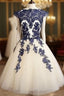 Blue Lace Tulle Short Prom Dresses Homecoming Dresses Bridesmaid Dresses