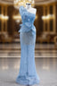 Blue Mermaid One Shoulder Sequins Prom Dress