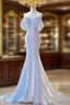 Blue Mermaid Sequins Pleats Prom Dress