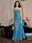 Blue Mermaid Straps Long Sweetheart Prom Dresses Blue Prom Dresses Prom Dresses