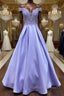 Blue purple lace satin Prom Dresses Long blue purple Prom Dresses