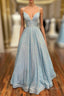 Blue Sequins Long Prom Dress Blue Evening Dress
