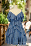 Blue Short Prom Dress A Line V Neck Lovely Homecoming Dress