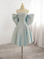 Blue Sweetheart Neck Satin Short Prom Dresses Blue Homecoming Dresses