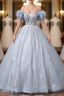 Blue Tulle Sequins Beading Feather Quinceanera Dress