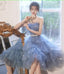 Blue Tulle Sequins Short Homecoming Dress Prom Dress