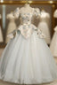 Blue Tulle Short Sleeve Quinceanera Dress
