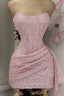 Blushing Pink Sequins Cocktail Dress Woman Elegant Wedding Prom Dresses Gown Mini Graduation Dresses Vestido De GraduacióN Vestido De Fiesta Homecoming Dress