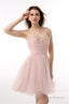 Blushing Pink Sweetheart Beaded A-line Short Homecoming Dresses