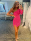 Bodycon One Shoulder Sequins Homecoming Dress