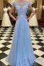 Bridelily Scoop Sleeveless Floor-Length With Applique Tulle Dresses