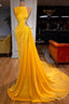 Bright Yellow Prom Dresses Long Mermaid With Slit