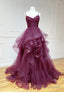 Purple Tulle Long Prom Dresses, A-Line Formal Evening Dresses