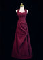 Burgundy A-Line Halter Charming Style Prom Dresses Burgundy Long Prom Dresses