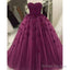 Burgundy Appliques Sweetheart Strapless Floor-Length Unique Charming Ball Gowns Wedding Dress