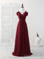 Burgundy Lace Chiffon Long Prom Dress Burgundy Bridesmaid Dress